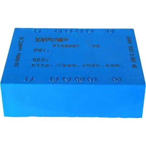 YHDC PT4808T 5VA /2*115V/2*15V flat type three skeletons transformer sealed power transformer