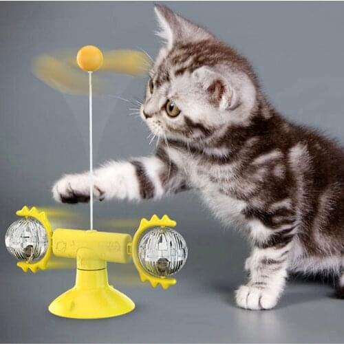 Funny Cat Turntable Toy Interactive Swing Ball Healthy TPR ABS Play Games Cats Catnip Feather Stick Pet Supplies
