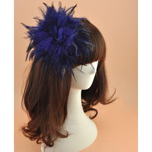 Headdress hair pin head flower new brooch fashion breastpin large feather flowers wedding hairpins hair accessories black/gray