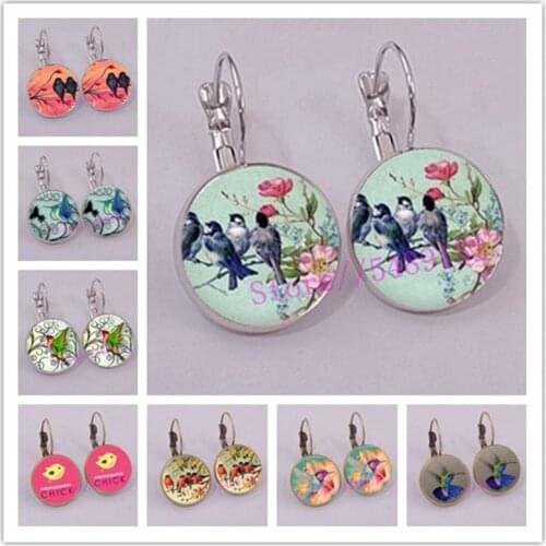 Vintage Women Charms Antique Birds Art Stud Earrings Wedding Party Jewelry Fashion Hummingbird Earrings Womens gift