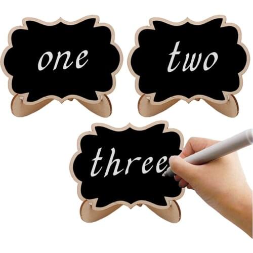10PCS Wooden Small Blackboard Chalkboard Table Marker Number for Buffet Wedding Christmas Party Message Sign Board