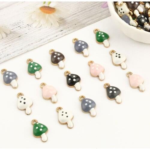 10Pcs Fashion Cartoon Charms Colorful Mushroom Pendant Personality Simple For Women Necklace Earrings DIY Jewelry Making Gifts