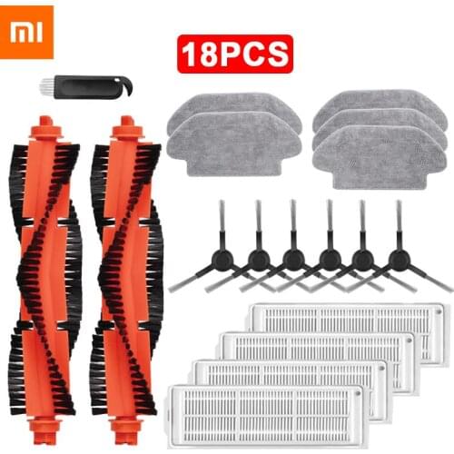 18PCS Hepa Filter Roller Spin Brush Mop Cloth for Xiaomi Mijia STYJ02YM White/Black Vacuum Cleaner Parts Accessories
