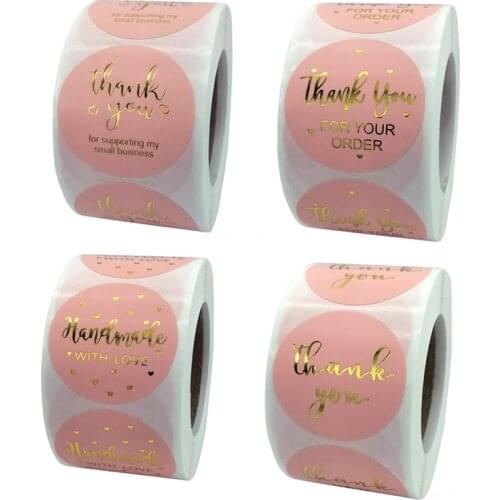 500PCS 38mm Bronzing Thank You Stickers Seal Labels Scrapbook Handmade Sticker Wedding Party Christmas Gift Bag Decorations