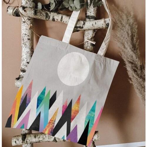 Abstract Mountain Triangle Travel Bags Plant Tote Bag Casual Fashion Large Capacity Canvas Tote Bags Home Decoration Storage Bag