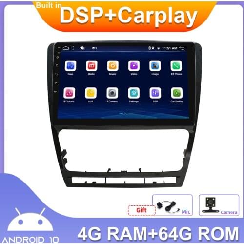 Double 2 Din Android 10.0 car stereo auto for Skoda Octavia 2007-2014 MAP OBD2 DAB+ DVR Subwoofer DSP Carplay 1024*600 RDS