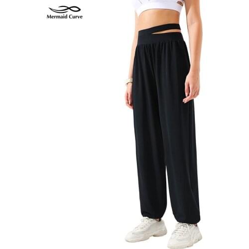 Mermaid Curve Hollow Out High Waist Loose Sport Wide Leg Pilates Pant Women Autumn Thin Dance Trousers Yoga Pants