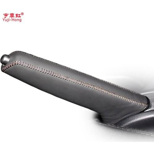 Yuji-Hong Car Handbrake Covers Case for Nissan NV200 Handbrake Cover Genuine Leather Grips Hand-stitched Black