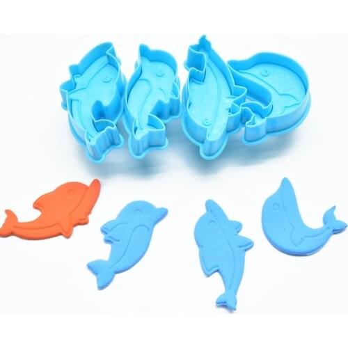 Dolphin Cookie Cutter Fondant Cake Mold Print Plunger Stencil Pastry Bakeware DIY Tool Baking Accessories Baking Tools for Cakes