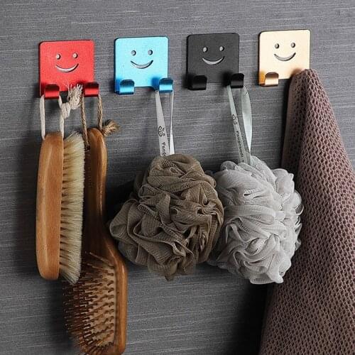 Bathroom Holder Space Aluminum Wall Hooks Self Adhesive Clothes Keys Kitchen Tools Storage Rack