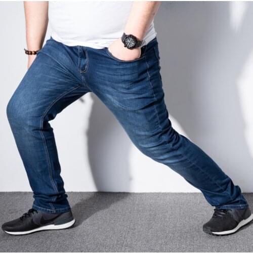 Mens jeans trousers stretch large size large size 6XL 7XL 8XL 9XL autumn classic casual jeans home 44 46 48 elastic