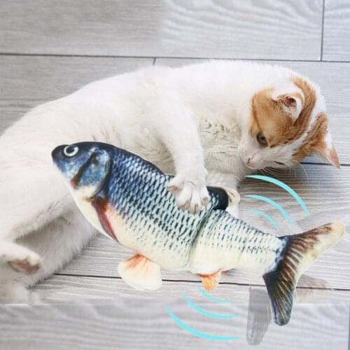 Electric Floppy Fish Cat Toy Realistic Flopping Cat Fish That Moves USB Wiggle Catnip Kicker Fish Motion Fun Interactive Toys