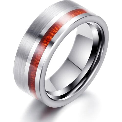 European and American Popular Tungsten Steel Ring Wood Grain Mens Black Gold Ring Trend Ring Accessories