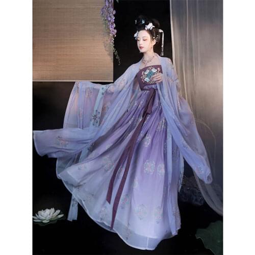 Hanfu Women Purple Big Sleeve Top Chinese Elegant Traditional Tang Dress Dance Fairy Costume Female Princess Clothing Carnival