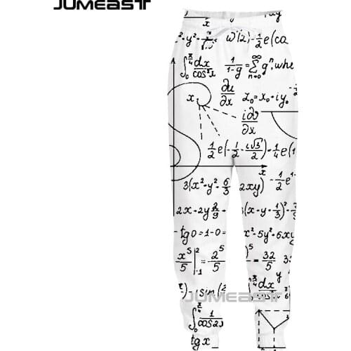 Jumeast Brand Men/Women 3D Printed Mathematical Formula Casual Long Pants Sport Pullover Length Sweatpants Trousers