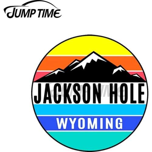 JumpTime 13 x 13cm For Jackson Hole Wyoming Skiing Colorful Ski Mountains Personality Creative Stickers Travel Car Sticker Decal