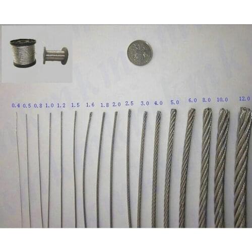 HQ HW02 SS316 marine grade stainless steel wire rope cable 7X7 Structure rope 0.5MM-2.5MM diameter