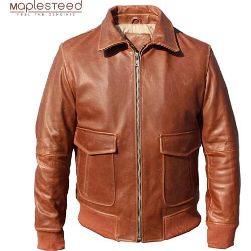 Maplesteed Air Force Flight A2 Pilot Leather Jacket High Quality 100% Genuine Cowhide Or Goatskin Leather Jacket Asian Size M228