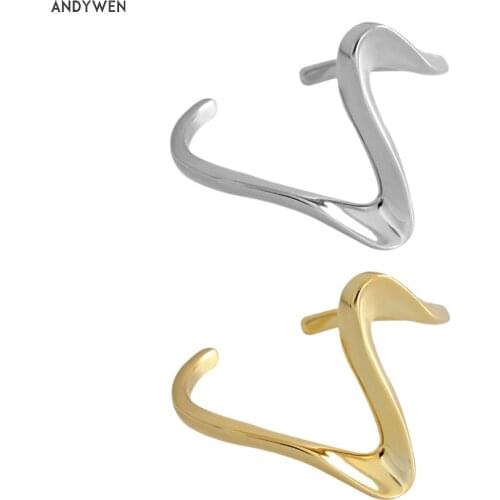 ANDYWEN 925 Sterling Silver Twist Resizable Ring Gold Rock Punk Wedding Gift 2021 Adjustable Fashion Fine Jewelry Slim Jewels