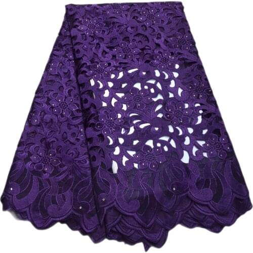 New Big Heavy pure purple African lace fabric dresses for party 2021 newly designed High Quality African swiss dry fabric-S89714