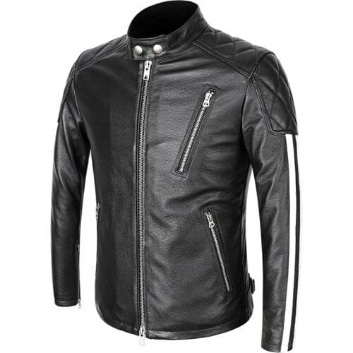 New Genuine Leather Jacket Men Motorcycle Cowhide Jacket Slim Street Fashion Man clothes BLack Zipper Coat