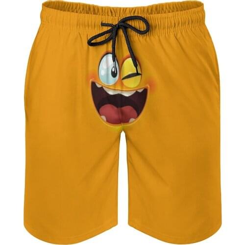 Summer Men Beach Short Breathable Quick Dry Funny Joke Anime Manga Running Face Pants