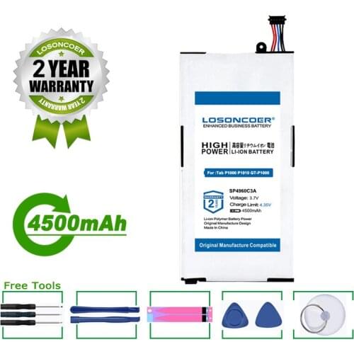 LOSONCOER Battery SP4960C3A 4500mAh Tablet Battery For Samsung Galaxy Tab 7.0 7" P1000 P1010 GT-P1000 GT P1010