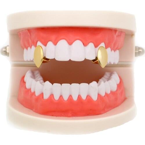 LuReen Single Hip Hop Gold Silver Color Teeth Grillz For Women Men Top Vampire Fangs Tooth Grills Caps Single Tooth Jewelry