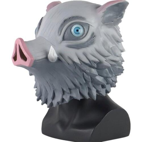 Fast delivery Demon Slayer Hashibira Inosuke Mask Cosplay Kimetsu no Yaiba Further Feather Latex Mask Party Prop Christmas gift