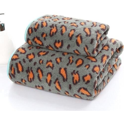 Soft Leopard Beach Towel Coral Velvet Bath Face Shower Towels For Home Hotel Adult Children