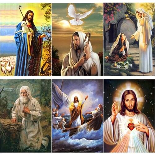 New 5D DIY Diamond Painting Jesus Diamond Embroidery Religion Cross Stitch Full Square Round Drill Crafts Home Decor Manual Gift