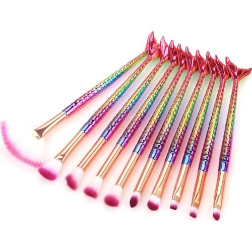 Makeup Brushes Kit Natural Tool Fish Tail Pencil Cosmetics Foundation Artist Highlighter Face Set Of Bronzer Eyeshadow Lip