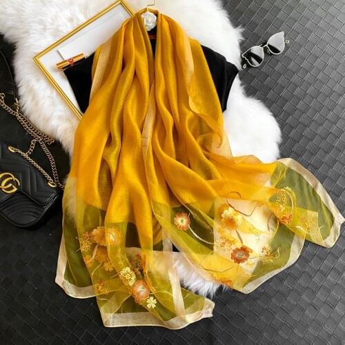 New 2020 Brand Solid Scarf Silk Wool Scarves Women Fashion Embroidery Warm Long Shawl Bandana Foulard Pashmina Poncho