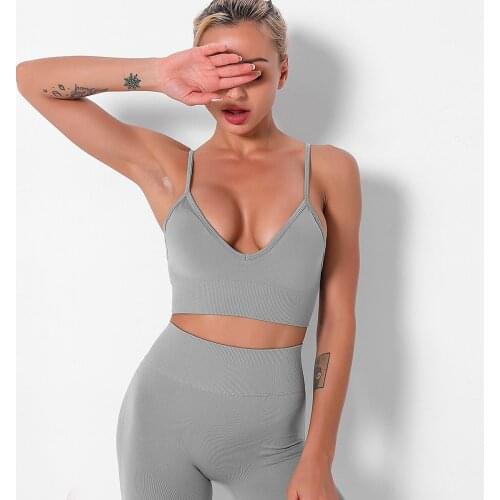 New seamless knitted sexy beautiful back French triangle inner bra tight-fitting sports fitness vest