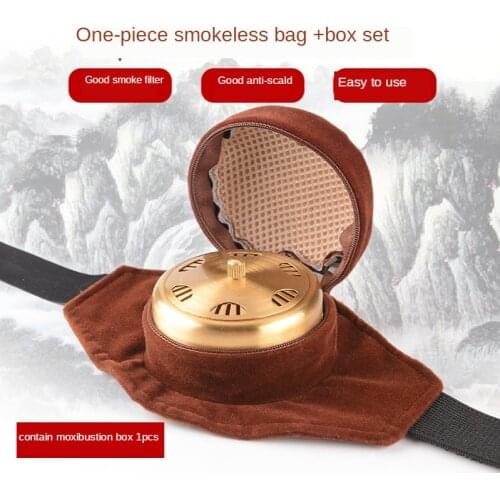 One Set VeletFabrics Bag Smokeless Moxibustion Box Chinese Moxa Sticks Burner Acupuncture Meridian Heating Therapy Warm Women