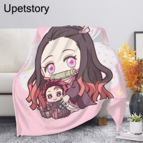 Upetstory Demon Slayer Kimetsu No Yaib Anime 3D Print Fleece Throw Blankets Thin Quilt Sofa Chair Bedding Supply for Adults Kids
