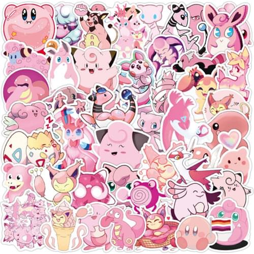 Pink Pokemon Stickers TAKARA TOMY 10/30/50Pcs Waterproof Cartoon Skateboard VSCO Guitar Laptop Luggage Girl Kids Stikers Toys