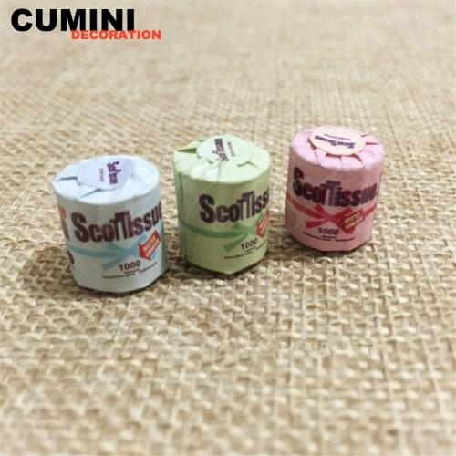 3PCS Roll of Bathroom Tissue Toilet Paper 1:12 Dollhouse Miniature Accessory Toy