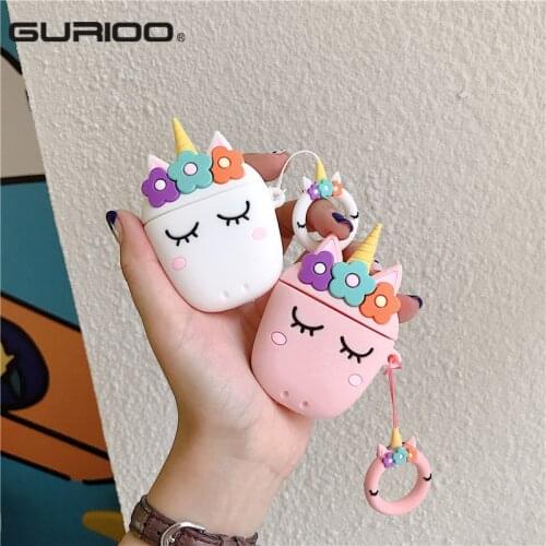 Silicon Case For Airpods 1 2 Pro 3D Cute Unicorn Pink Cartoon Protective Wireless Earphone Case For Apple Airpods Pro Soft Cover