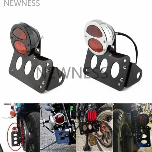 Universal Motorcycle 12V Stop Retro License Plate Mount Tail Light Rear Lamp Brake Taillight Side Mount For Harley sportster