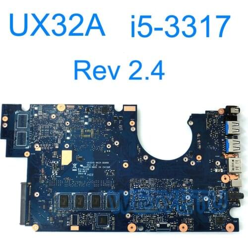 UX32A HM76/SLJ8E Motherboard With i5-3317 CPU for ASUS UX32VD UX32A Laptop Mainboard Rev 2.4 Onboard 2GB VRAM 100% Tested