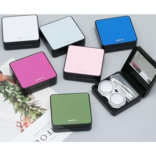 High Quality Candy Color contact lens case with mirror color contact lenses case Container cute Lovely Travel kit box Women