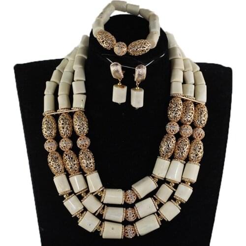 Original White Coral Beads Jewelry Set for Nigerian Weddings African Bridal Jewelry Sets For Women Costume Jewellery CNR876