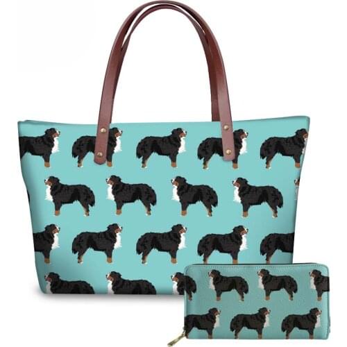 NOISYDESIGNS Womens Handbags Luxury Handbags Women Bags Designer Bernese Dog Printing Wallets and Bags for Ladies Beach Bag