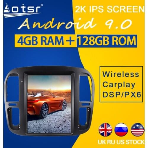 128GB ROM For TOYOTA Land Cruiser LC100 1998-2002 Android 9.0 Tesla Style PX6 Carplay Car GPS Navigation Multimedia Player