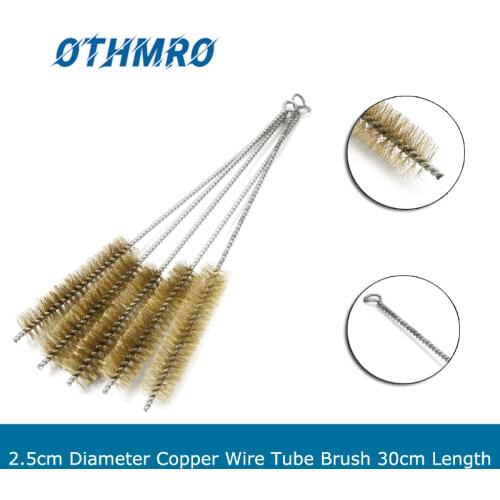 2/3/5Pcs 2.5cm Diameter Copper Wire Tube Brush Brass Wire Cleaning Brush 30cm Total Length Hand Tool Metal Handle