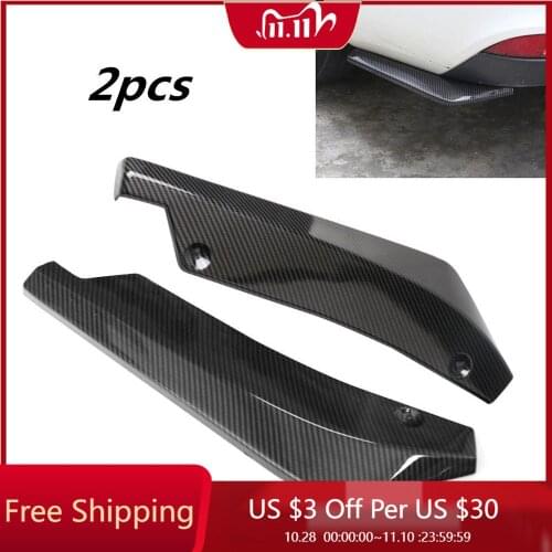 2pcs Universal Carbon Fiber Car Look Rear Bumper Lip Diffuser Splitter Canard Protector Automobile