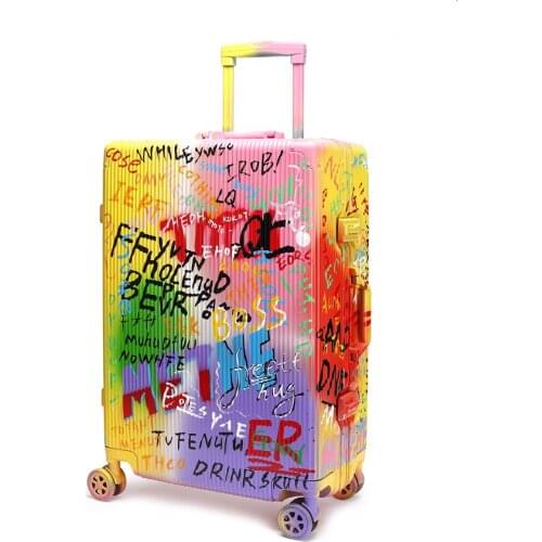 2020 Doodle Travel Box Aluminum Frame Universal Wheel 24 Inch Password Pull Rod Box 20 Inch Unisex Personality Trunk