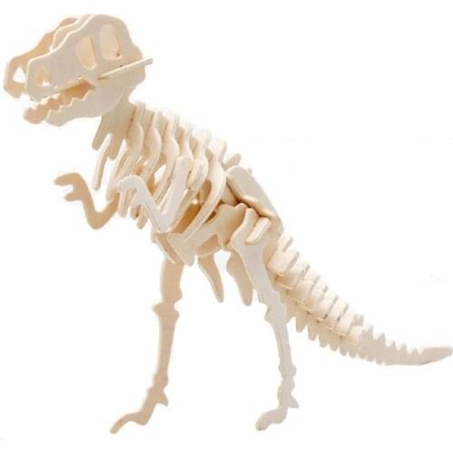 3D Simulation Dinosaur Puzzle Toys DIY Funny Skeleton Model Wooden Educational Intelligent Interactive Toy for Children Gifts