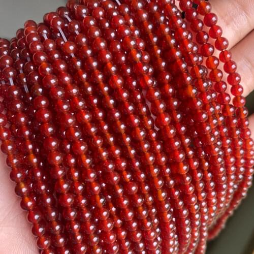 Natural Stone Red Agate Stone Beads 4mm 6mm 8mm Pick Size 15'' Strand Round Loose Gemstone Beads Diy Bracelet For Jewelry Making